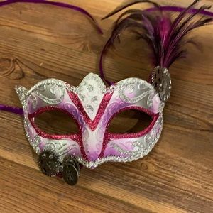 pink and silver masquerade mask